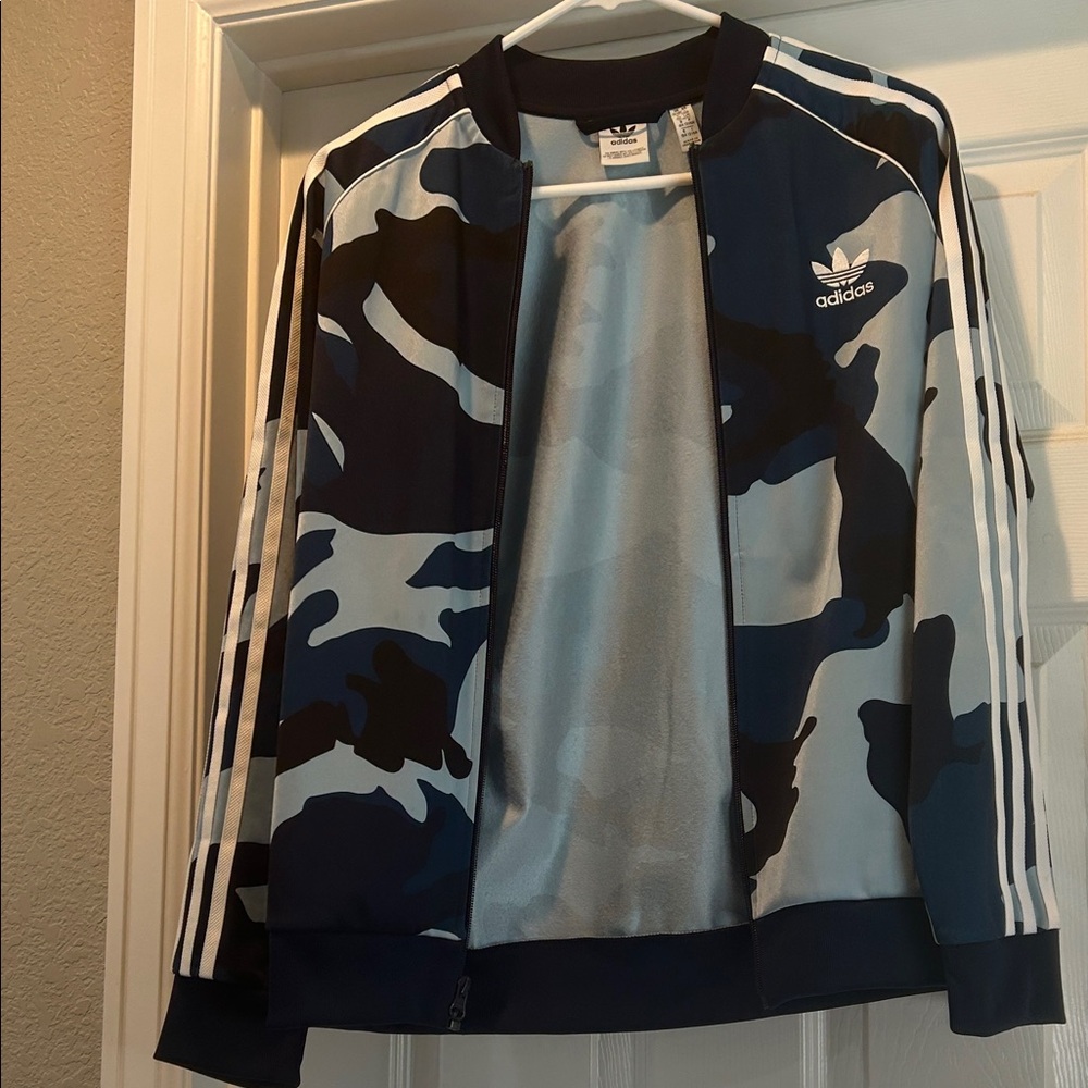 Adidas Blue and Black Camo Jacket